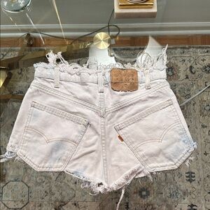 Levi's Distressed White Denim Shorts